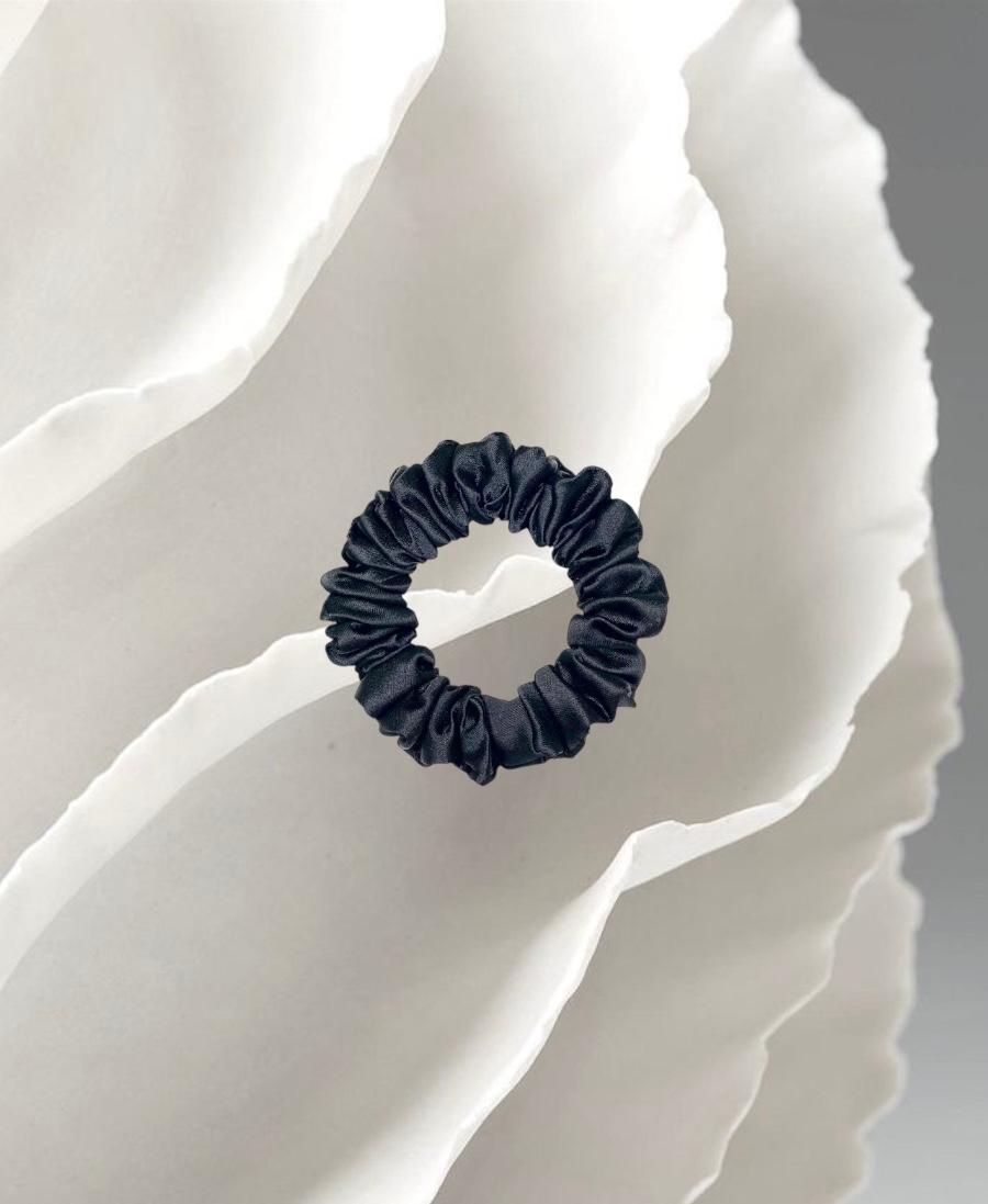 Black Mini Satin scrunchie