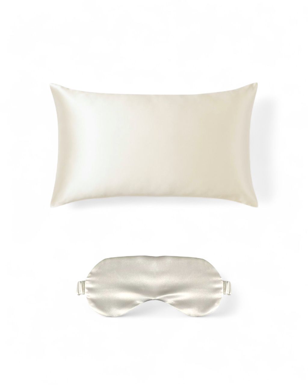 Satin Silk Pillowcase & eye mask in Snow white