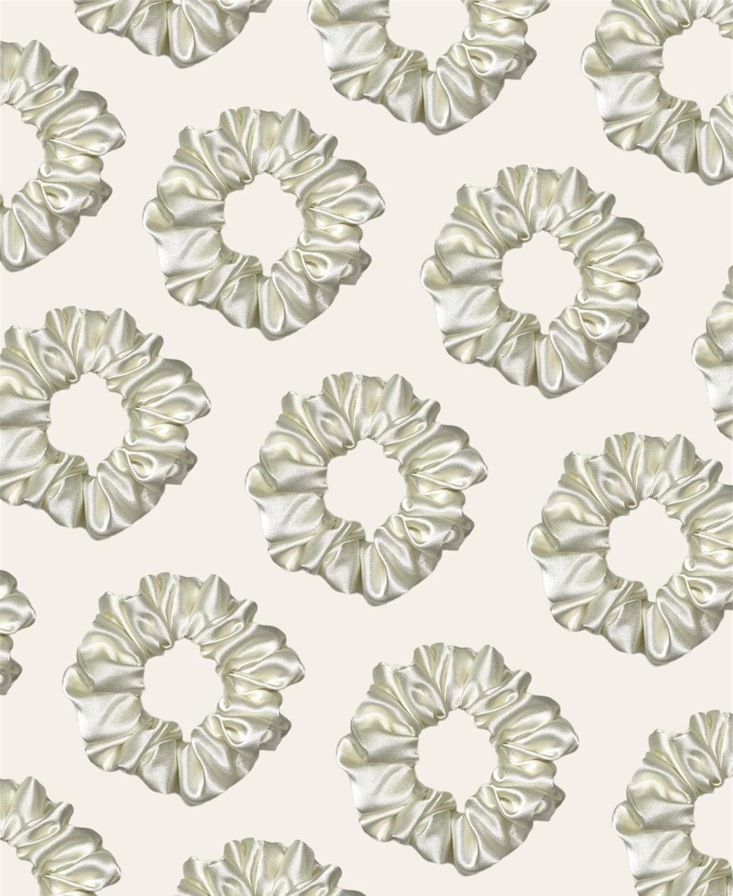 Snow White Mini Satin Silk Scrunchie