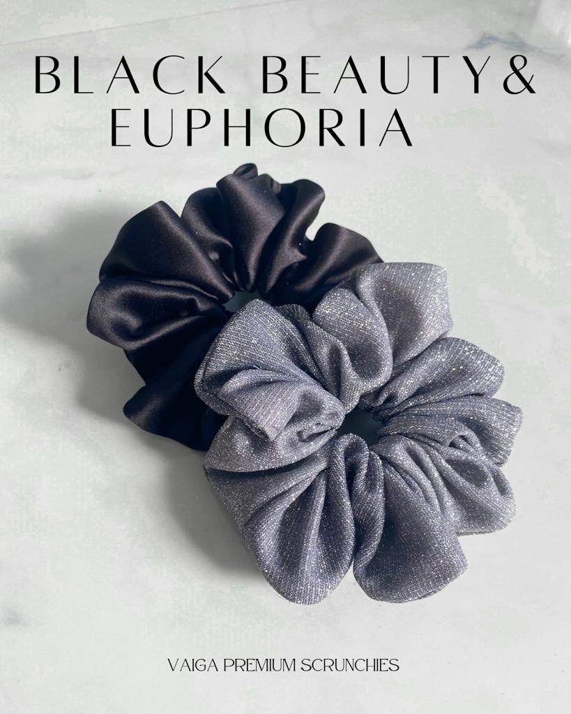 (Set of 2 scrunchies) Black beauty & Euphoria