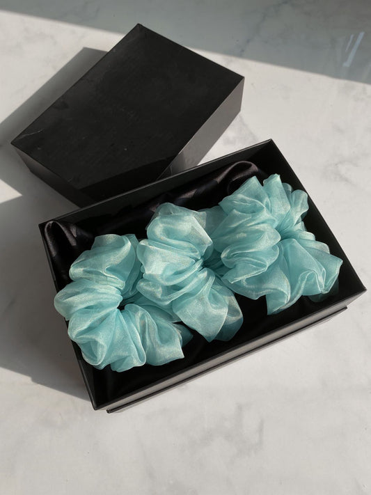 Ocean blue Organza Scrunchie