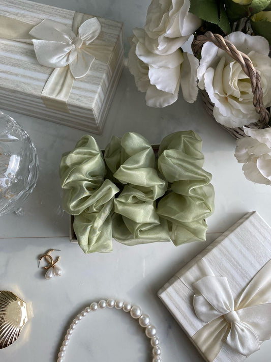 Avacado Organza scrunchie