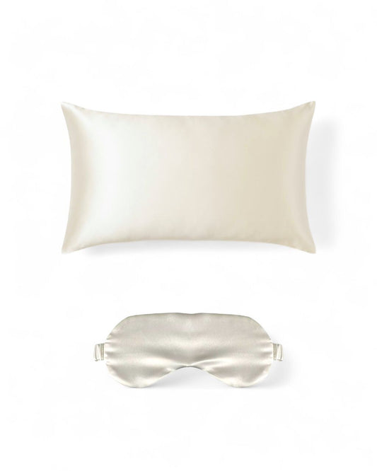 Satin Silk Pillowcase & eye mask in Snow white