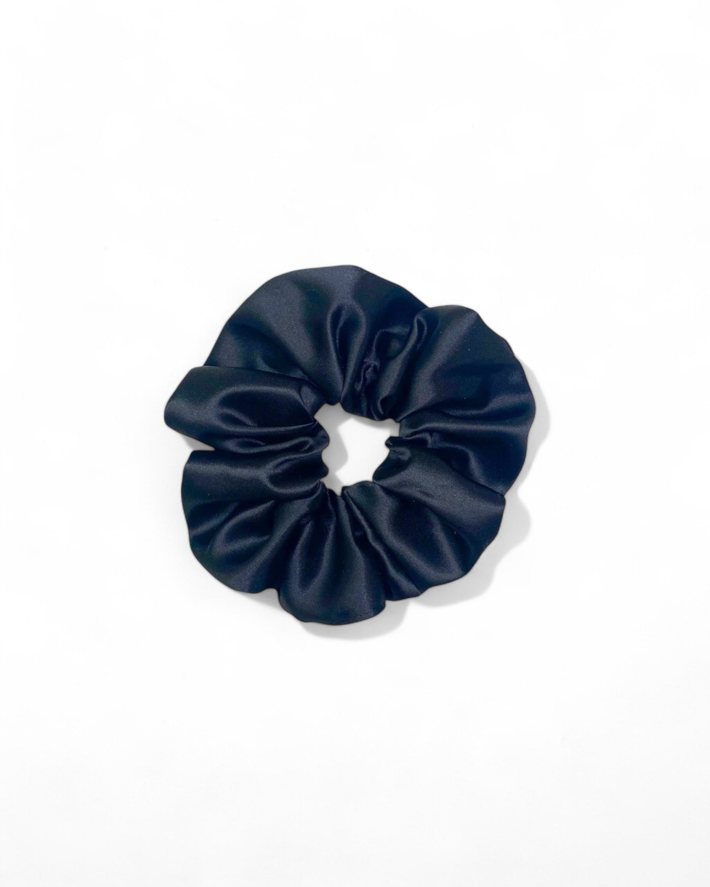 Black satin silk scrunchie