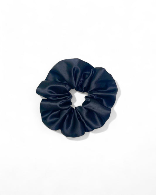 Black satin silk scrunchie