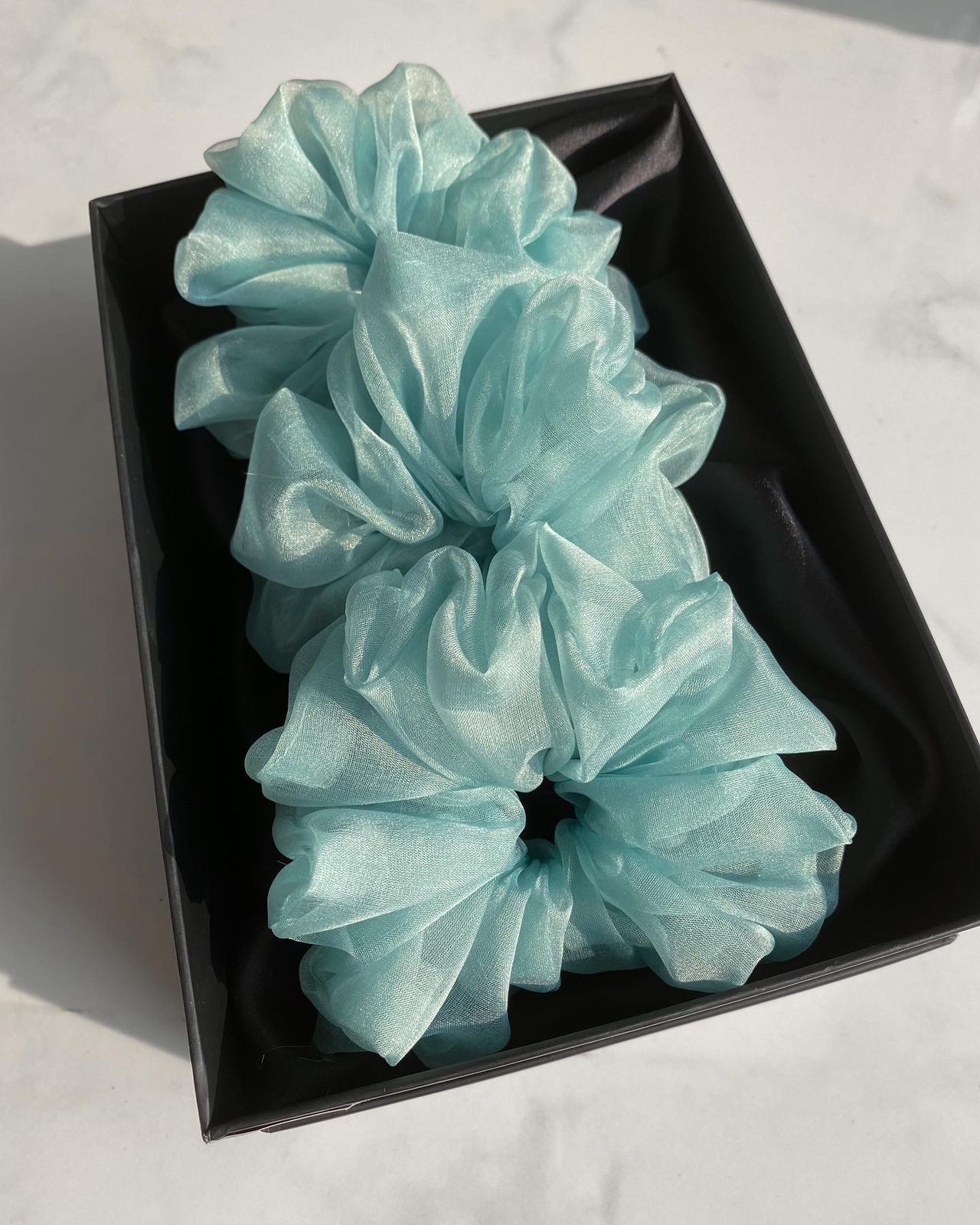 Ocean blue Organza Scrunchie