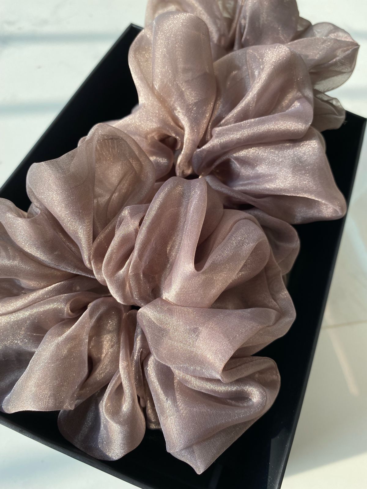 Organza Scrunchie in the shade Oyster