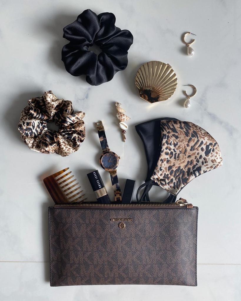 Leopard print satin silk mask