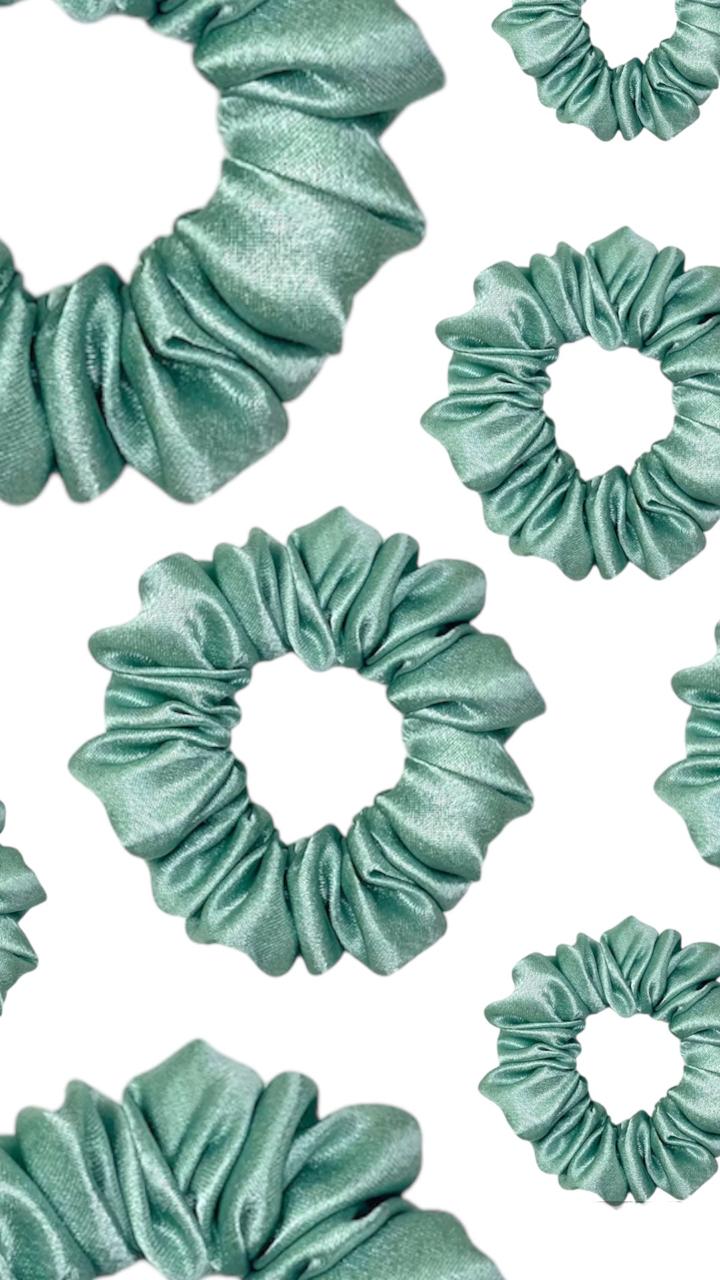 Evergreen Mini satin scrunchie