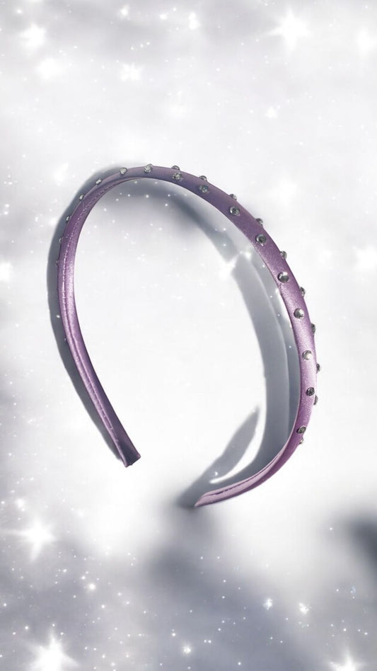 Lavender satin Headband with Rhinestones