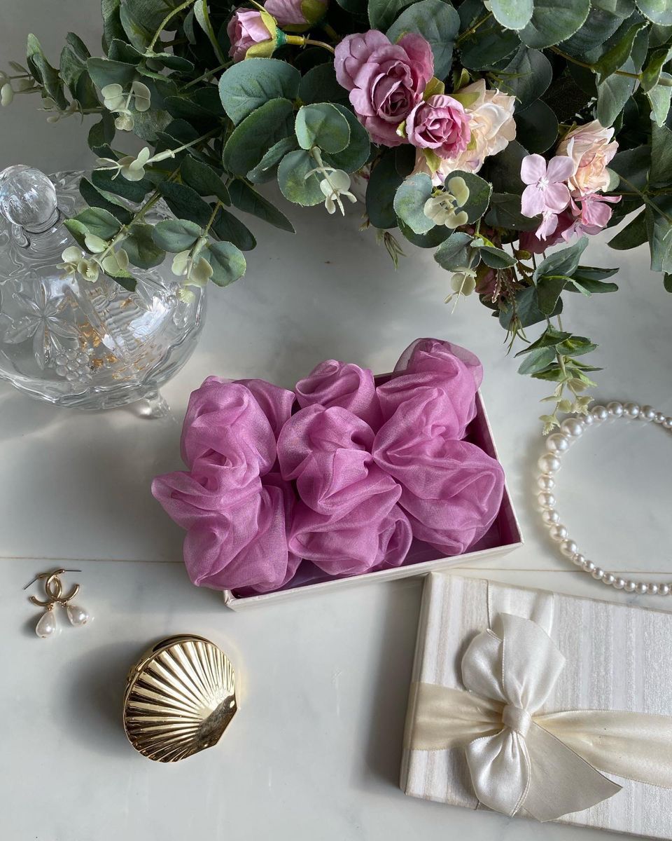 Dusky pink Organza scrunchie