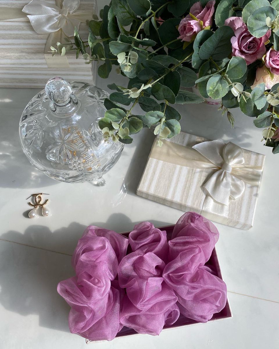 Dusky pink Organza scrunchie