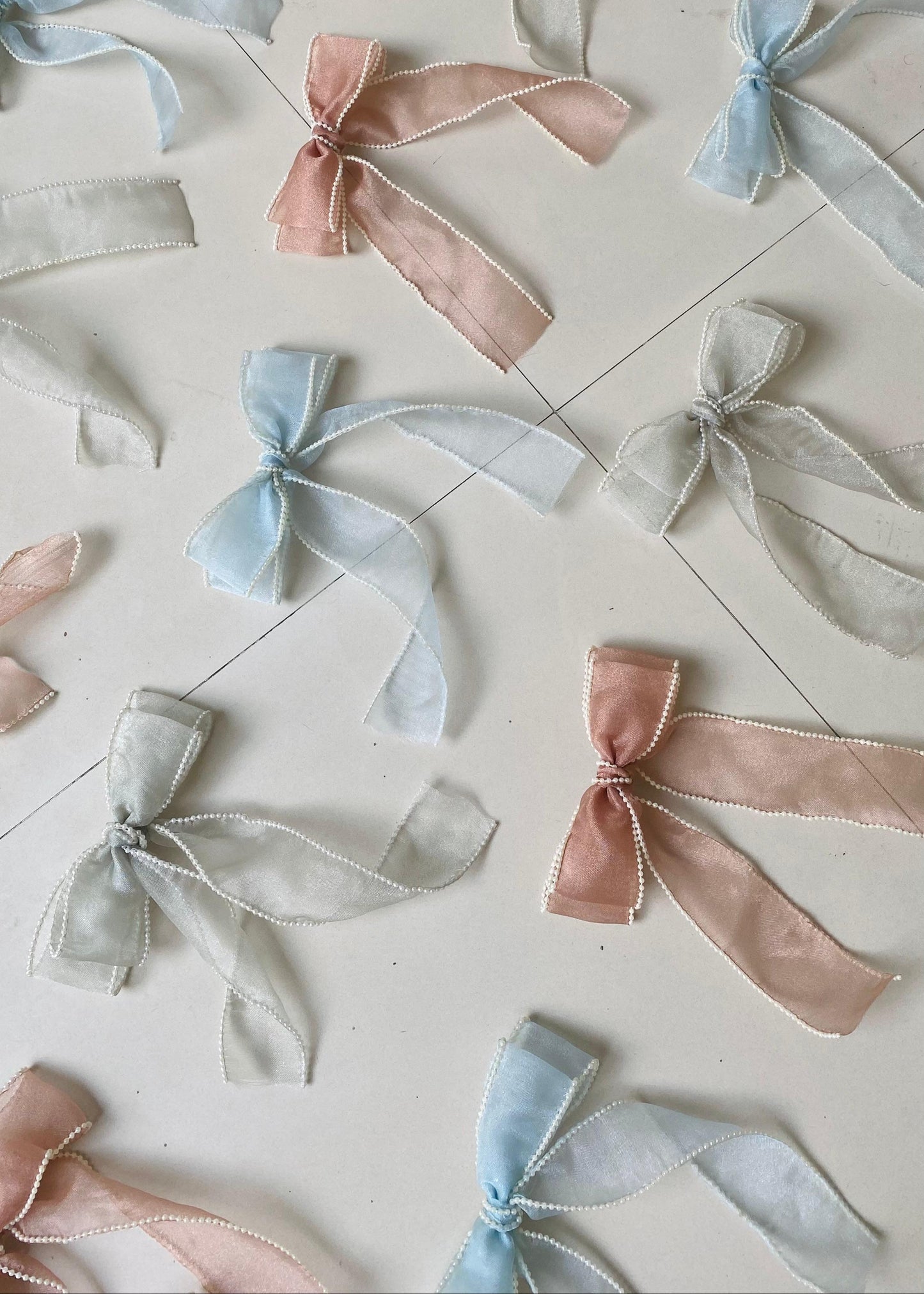 Sky blue Organza Pearl Bow