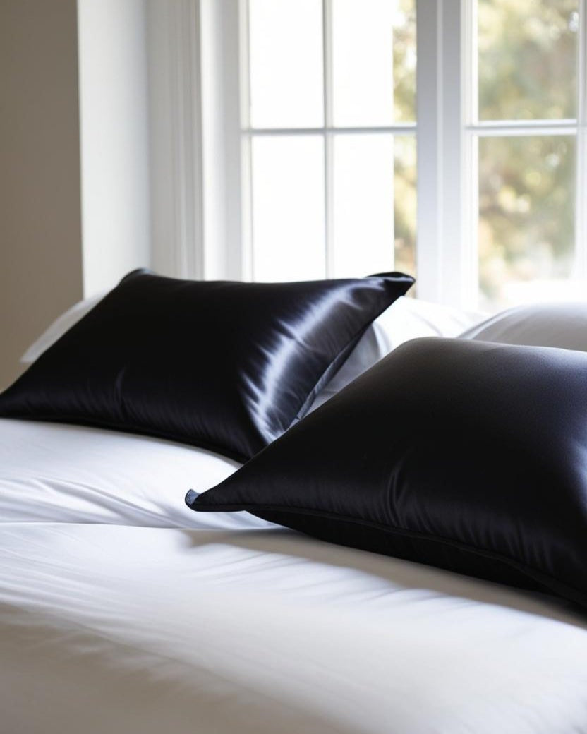 Black Satin Silk Pillowcase