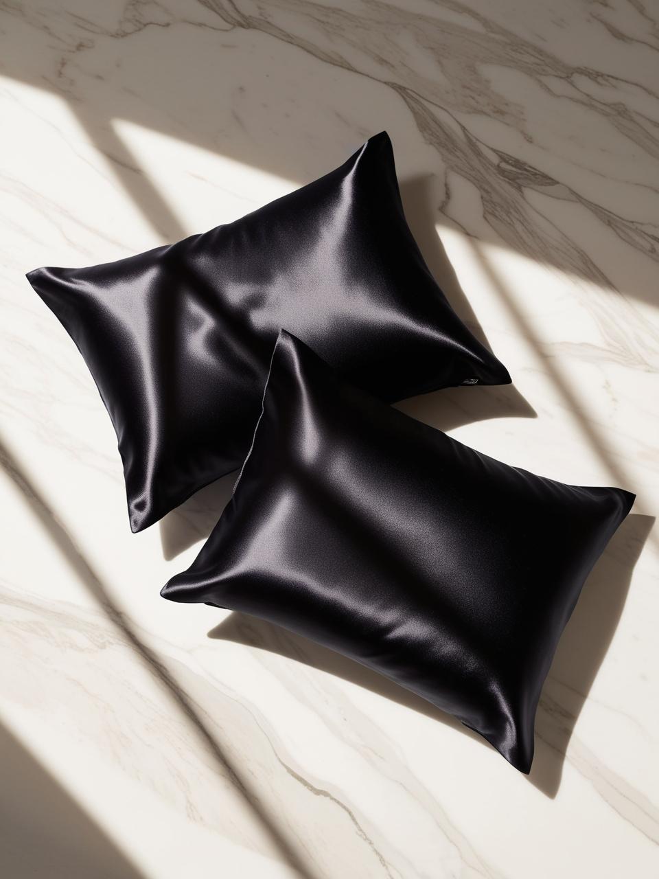 Black Satin Silk Pillowcase