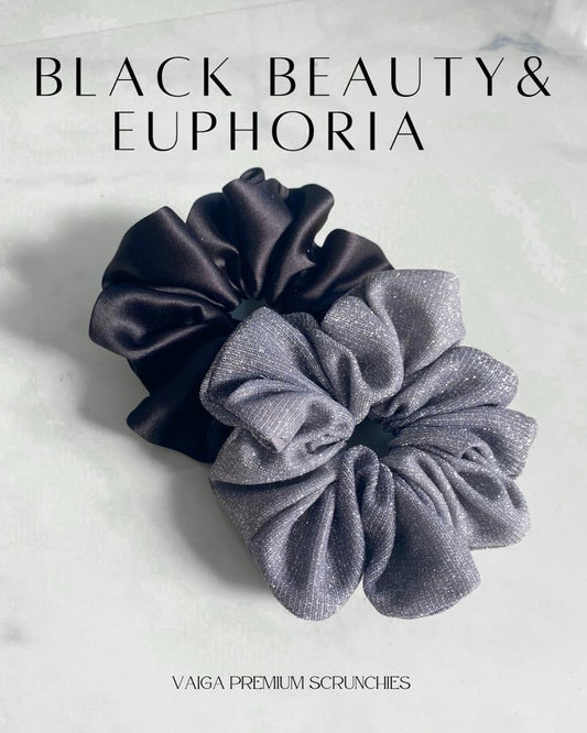 (Set of 2 scrunchies) Black beauty & Euphoria