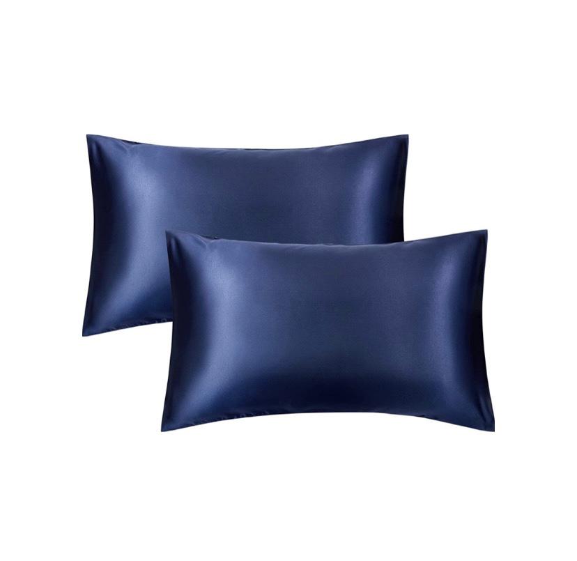 Set of 2 Royal Blue Satin Silk Pillowcases