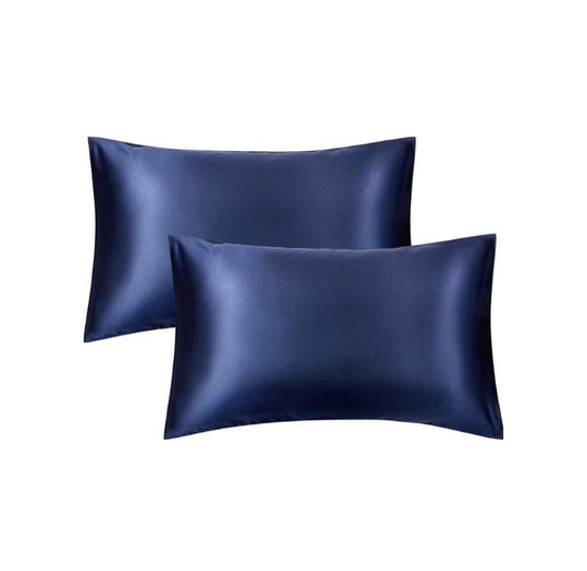 Set of 2 Royal Blue Satin Silk Pillowcases